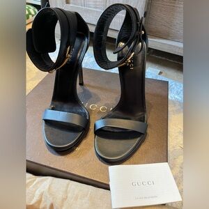 Gucci calfskin Ursula ankle wrap heels